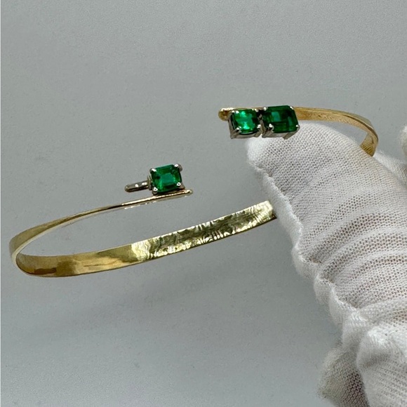 Solid 14k Gold Bracelet / Emerald / 7.7g / 7” wrist - Picture 4 of 10